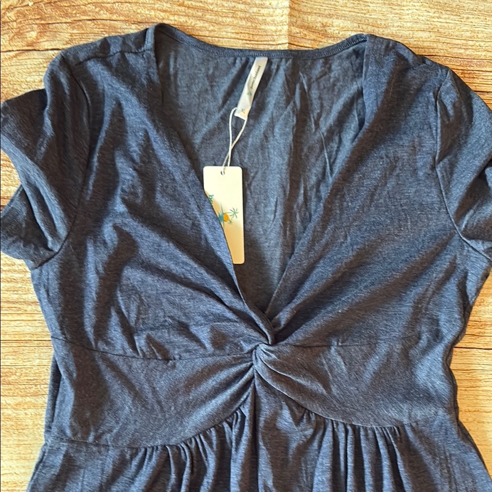 Chic Twisted Front Dress in Deep Blue - Picture 2 of 3